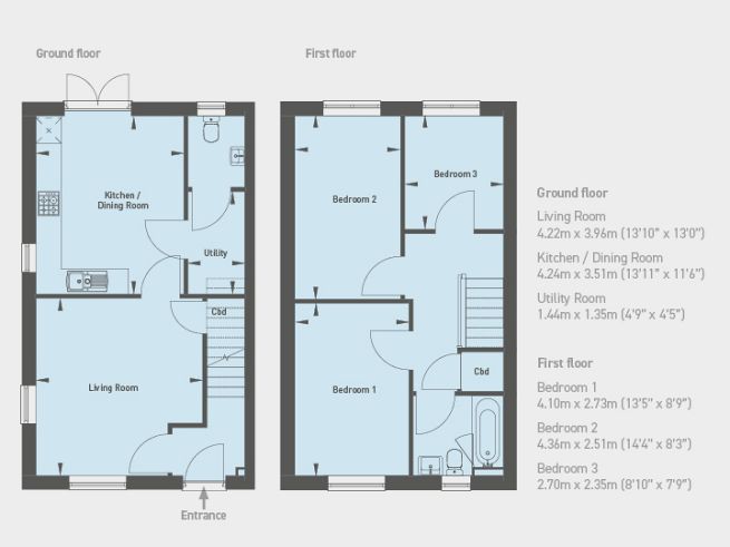 Floor plan, 3 bedroom house - artist's impression subject to change